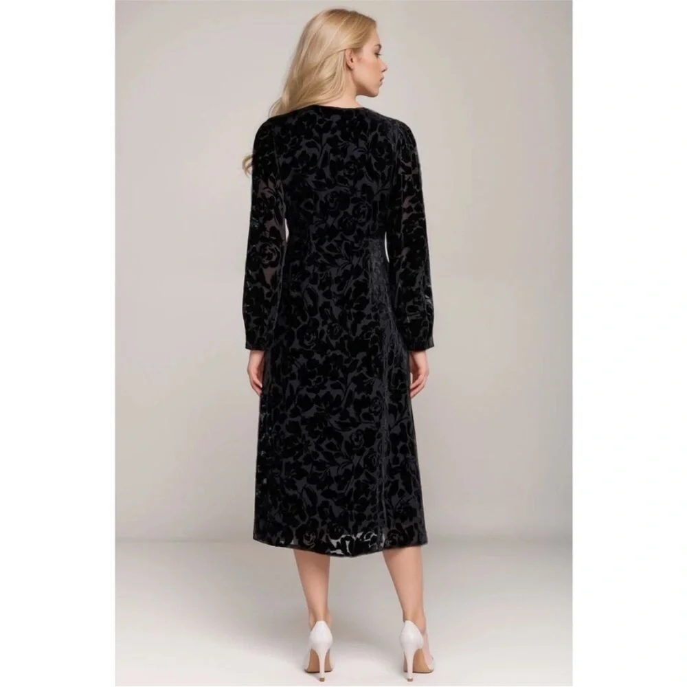 Johnny Was Jade Wynnter Midi Dress Celebrate Black Sz 6 - Picture 4 of 8